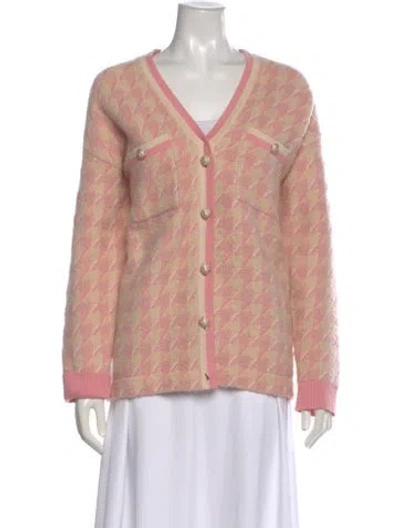 Pre-owned Sandro Printed V-neck Sweater In Pink