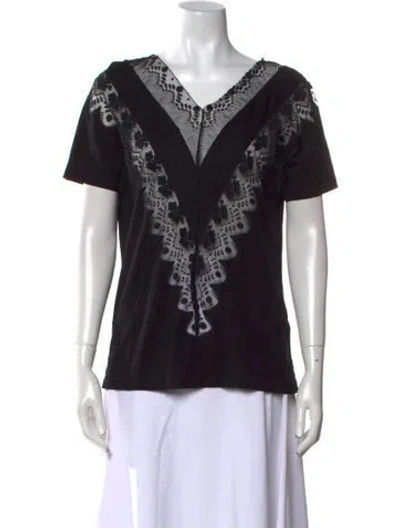 Pre-owned Sandro Printed V-neck T-shirt In Black