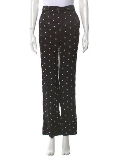 Pre-owned Sandro Printed Wide Leg Pants In Black