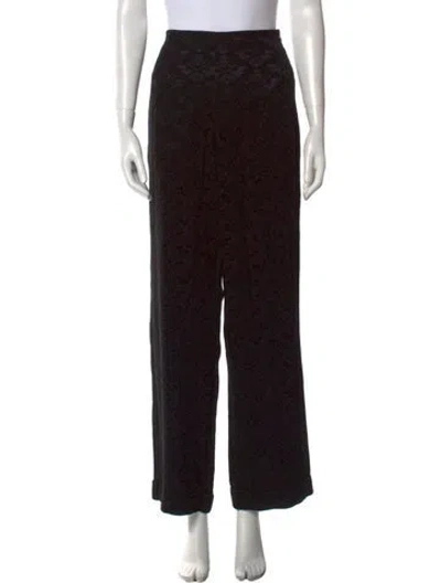 Pre-owned Sandro Printed Wide Leg Pants In Black