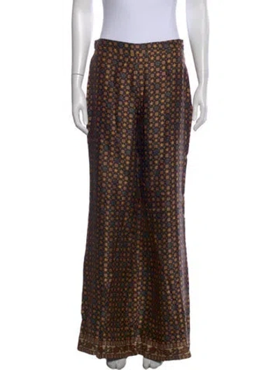 Pre-owned Sandro Printed Wide Leg Pants In Black