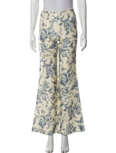 Pre-owned Sandro Printed Wide Leg Pants In Blue
