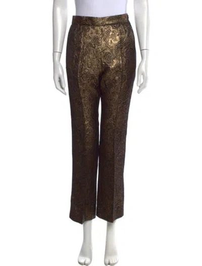 Pre-owned Sandro Printed Wide Leg Pants In Gold
