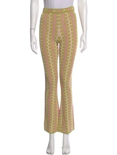 Pre-owned Sandro Printed Wide Leg Pants In Green
