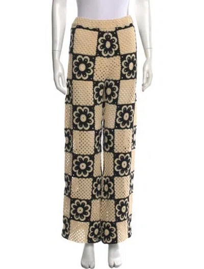 Pre-owned Sandro Printed Wide Leg Pants In Neutral