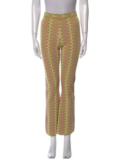 Pre-owned Sandro Printed Wide Leg Pants W/ Tags In Green