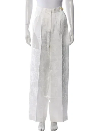 Pre-owned Sandro Printed Wide Leg Pants In White