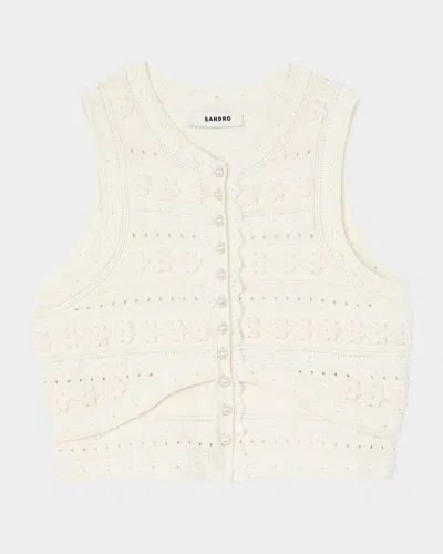 SANDRO PROPRIANO KNIT BUTTON-FRONT TOP