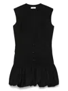 Sandro Puffball-hem Midi Dress In Black