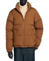 Sandro Hooded Puffer With High Collar In Brown