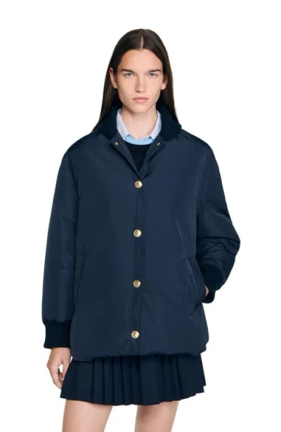 SANDRO SANDRO PUFFER JACKET WITH TEDDY COLLAR