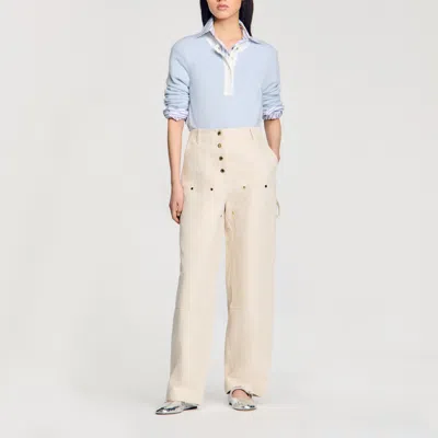 Sandro Pull Bicolore En Laine Et Cachemire In Blue