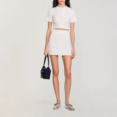 Sandro Pull Court En Maille Perlée In White