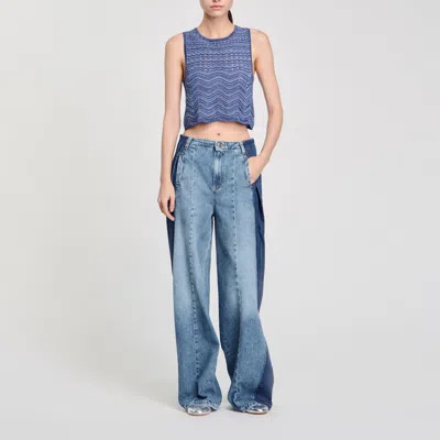 Sandro Pull En Maille Scintillante In Blue