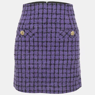 Sandro Purple Checkered Tweed Mini Skirt Xs