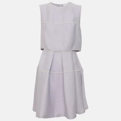Pre-owned Sandro Purple Viscose Blend Tiered Pearl Embellished Mini Dress S
