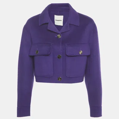 Pre-owned Sandro Purple Wool Cropped Jacket Xs