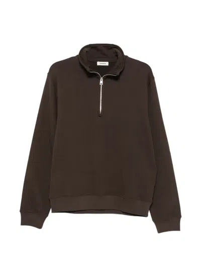 Sandro Quarter-zip Funnel-neck Sweatshirt In Brown