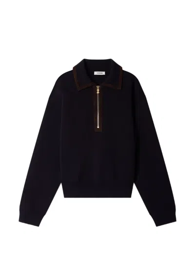 Sandro Quarter-zip Sweatshirt In Blue