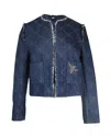 Sandro Quilted Jacket In Blue Cotton In Blue