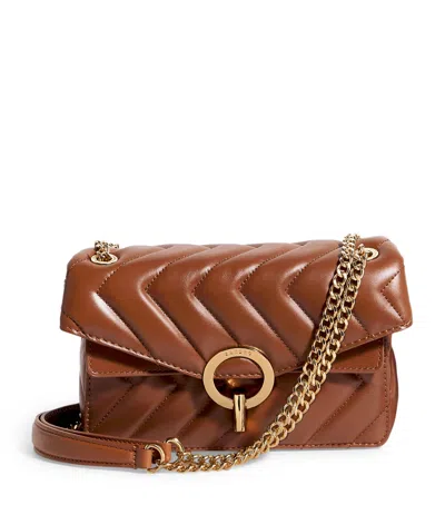 Sandro Quilted Leather Yza Shoulder Bag In Brown