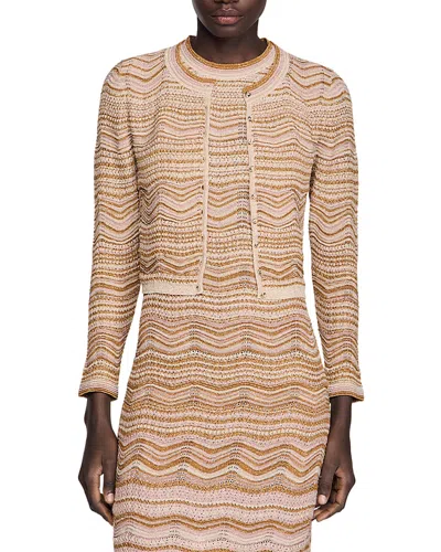 Sandro Raffaelo Knit Cardigan Sweater In Brown