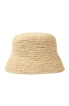 Sandro Bob Raffia Crochet Bucket Hat In Brown