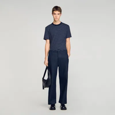 Sandro Raw Barrel Jeans In Blue