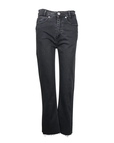 Sandro Raw Hem Regular Fit Jeans In Black Cotton Denim