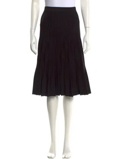 Pre-owned Sandro Raw-edge Trim Knee-length Skirt In Black