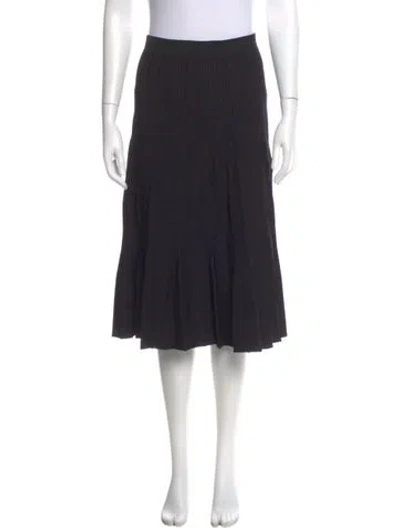 Pre-owned Sandro Raw-edge Trim Knee-length Skirt In Black