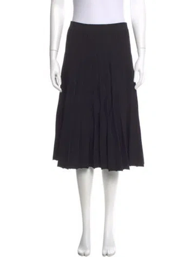 Pre-owned Sandro Raw-edge Trim Knee-length Skirt In Black