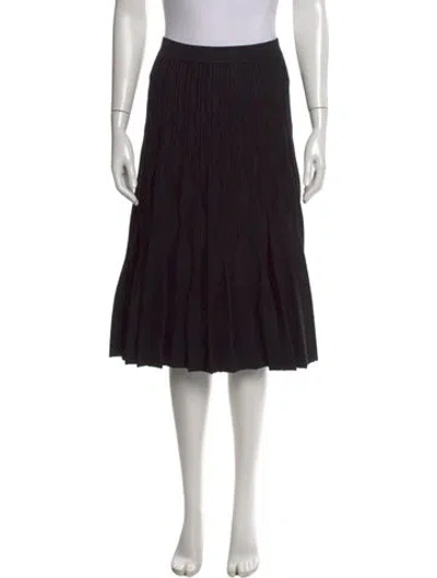Pre-owned Sandro Raw-edge Trim Knee-length Skirt In Black