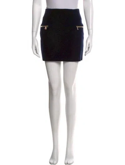 Pre-owned Sandro Raw-edge Trim Mini Skirt In Blue