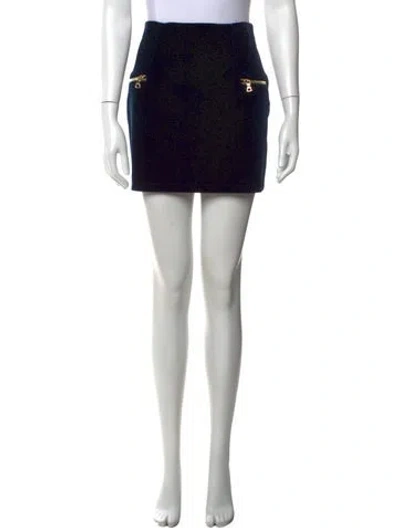 Pre-owned Sandro Raw-edge Trim Mini Skirt In Blue