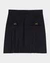 Sandro Pleated Short Skirt In Black