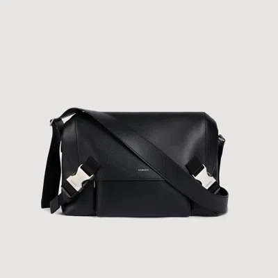 Sandro Reconstituted Leather Bag In Black