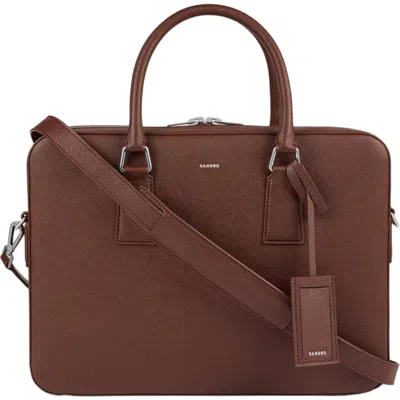 Sandro Reconstituted Leather Briefcase In Brown