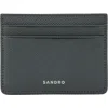 Sandro Reconstituted Leather Cardholder In Gray