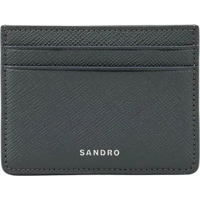 Sandro Reconstituted Leather Cardholder In Gray