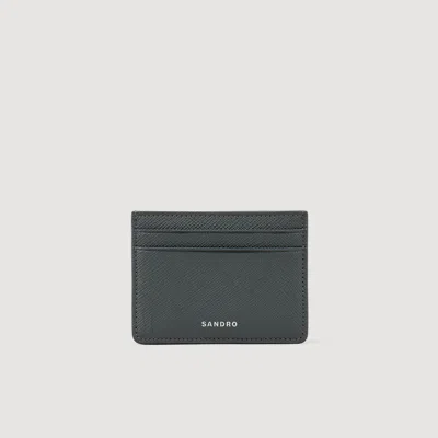Sandro Reconstituted Leather Cardholder In Gray