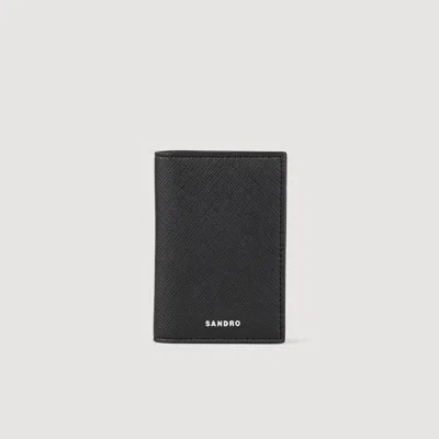 Sandro Reconstituted Leather Leather Wallet In Black
