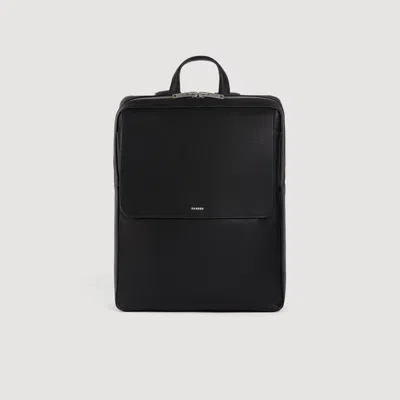Sandro Reconstituted Leather Rucksack In Black