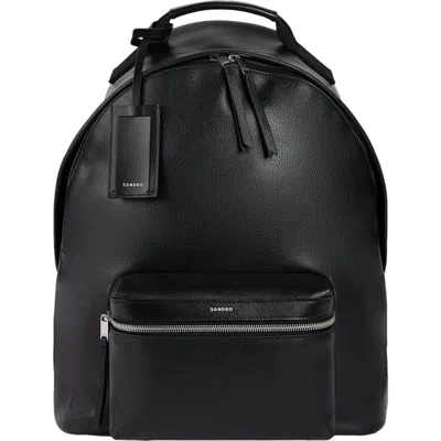 Sandro Reconstituted Leather Rucksack In Black