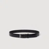 Sandro Rectangular Buckle Leather Belt In Black