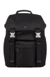 Sandro Mens Black Logo-plaque Woven Backpack In Black