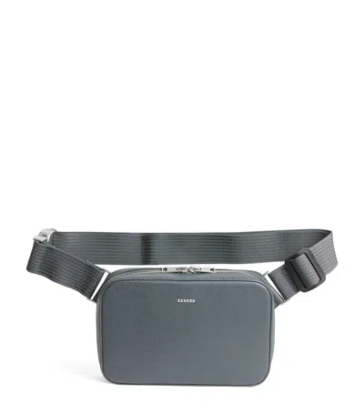Sandro Recycled Saffiano Leather Cross-body Bag In Black
