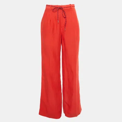 Sandro Red Linen Blend Trousers