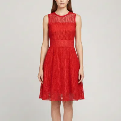 Pre-owned Sandro Red Mesh Sleeveless Skater Mini Dress S
