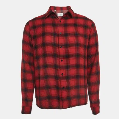 Sandro Red Plaid Cotton Long Sleeve Shirt In Multi